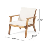 Avacyn Outdoor Acacia Wood 4-Seater Chat Set with Cushions