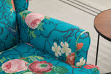 Modern Accent Chair with Retro Wood Legs - Floral