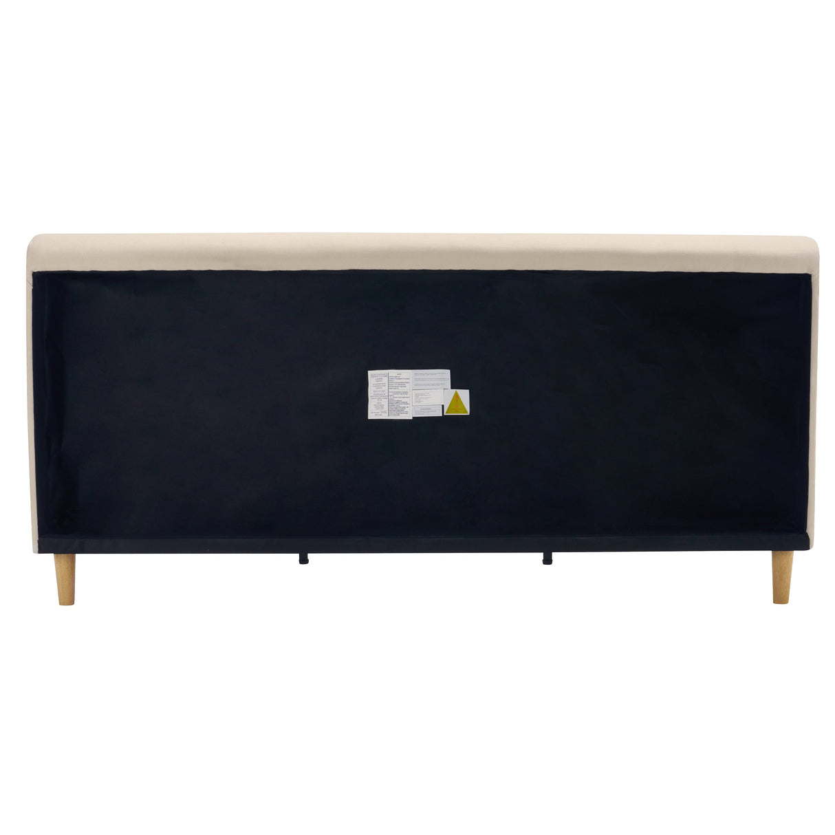 Beige Chunky Headboard Bed Frame, King
