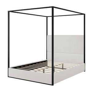 Canopy Bed With Tall Upholstered Headboard And 4 Poster