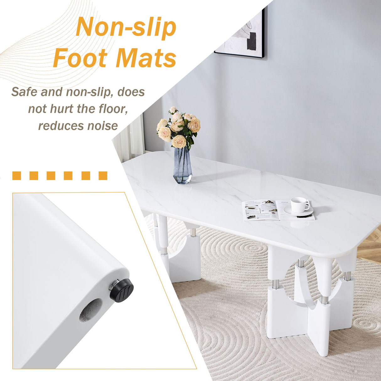 Modern Dining Table With Sleek Hollow-Out Frame And Accents