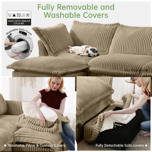 Modern 3 Seater Slipcovered Sofa with Suppleness Armrests