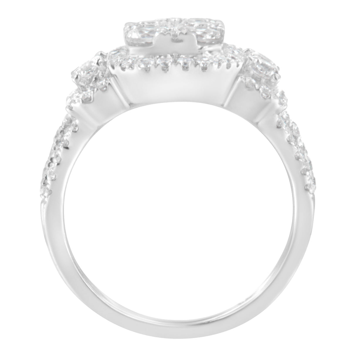 14K White Gold 2 1/4 Cttw Diamond Cocktail Cluster Ring (G-H Color, SI2-I1 Clarity) - Size 7