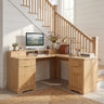 59" Modern Fluted L-Shaped Desk with Charging Station & Storage