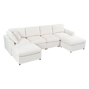 U-Style 130.3" 6-Seater Modular Sectional Sofa