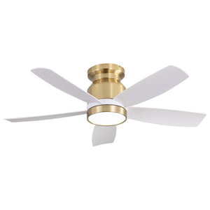 Flush Mount Ceiling Fan with LED Light and Remote Control - White or Black