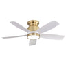Flush Mount Ceiling Fan with LED Light and Remote Control - White or Black