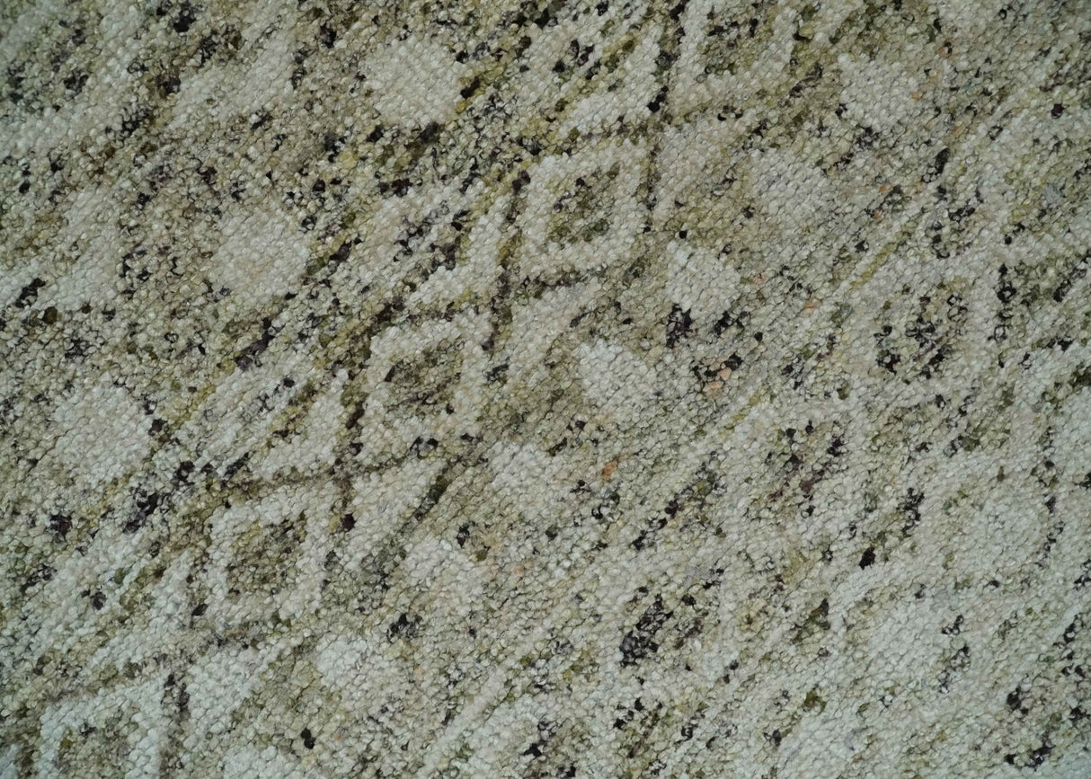 Hand Knotted Ivory, Beige and Brown  Modern Contemporary Southwestern Tribal Trellis Recycled Silk Area Rug