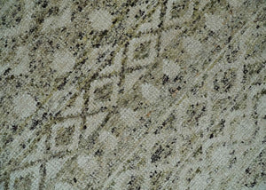Hand Knotted Ivory, Beige and Brown  Modern Contemporary Southwestern Tribal Trellis Recycled Silk Area Rug