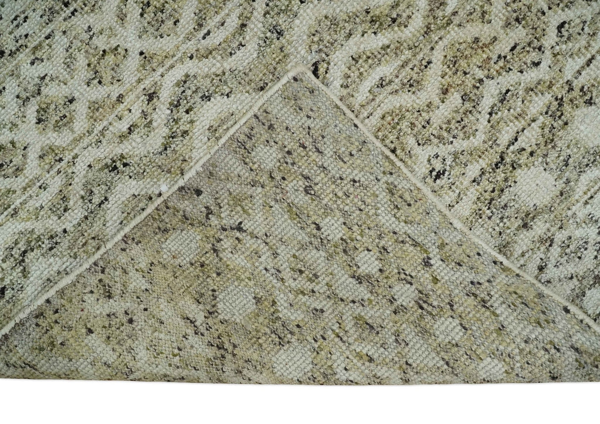 Hand Knotted Ivory, Beige and Brown  Modern Contemporary Southwestern Tribal Trellis Recycled Silk Area Rug