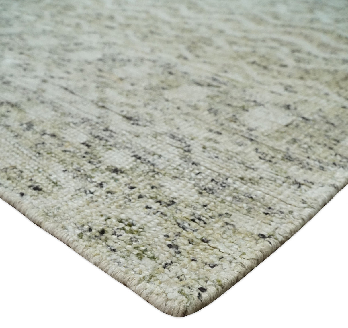 Hand Knotted Ivory, Beige and Brown  Modern Contemporary Southwestern Tribal Trellis Recycled Silk Area Rug