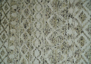 Hand Knotted Ivory, Beige and Brown  Modern Contemporary Southwestern Tribal Trellis Recycled Silk Area Rug