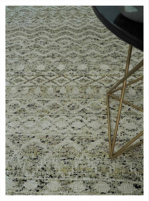 Hand Knotted Ivory, Beige and Brown  Modern Contemporary Southwestern Tribal Trellis Recycled Silk Area Rug