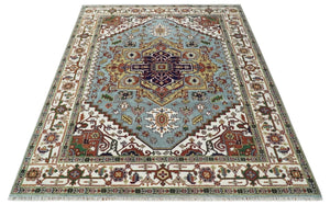 9x12 and Runner Traditional Mustard, Silver and Ivory Hand knotted wool Area Rug