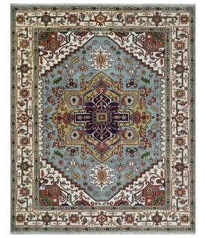 9x12 and Runner Traditional Mustard, Silver and Ivory Hand knotted wool Area Rug