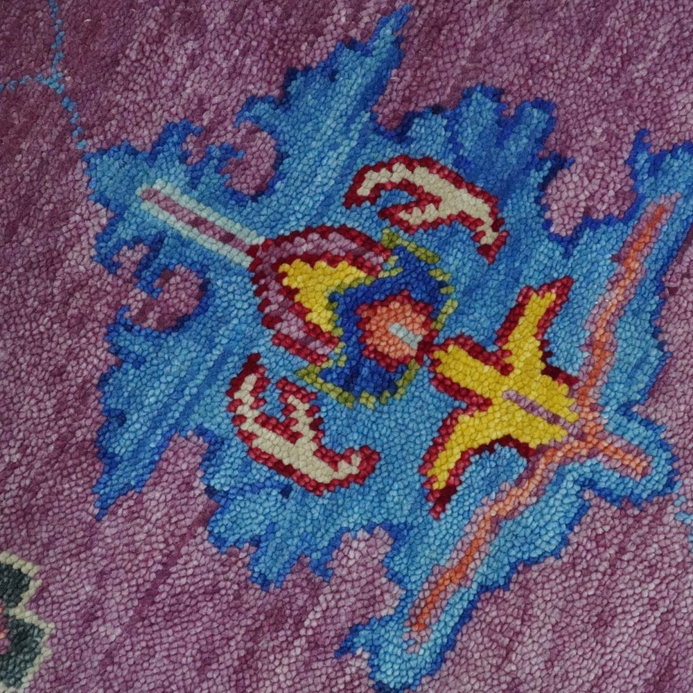 9x12 Antique Hand Knotted Purple, Beige and Blue Traditional Vintage Oushak Wool Rug | TRDCP1352912
