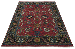 9x12 Antique Hand Knotted Rust and Charcoal Traditional Oushak Wool Area Rug | TRDCP1371912