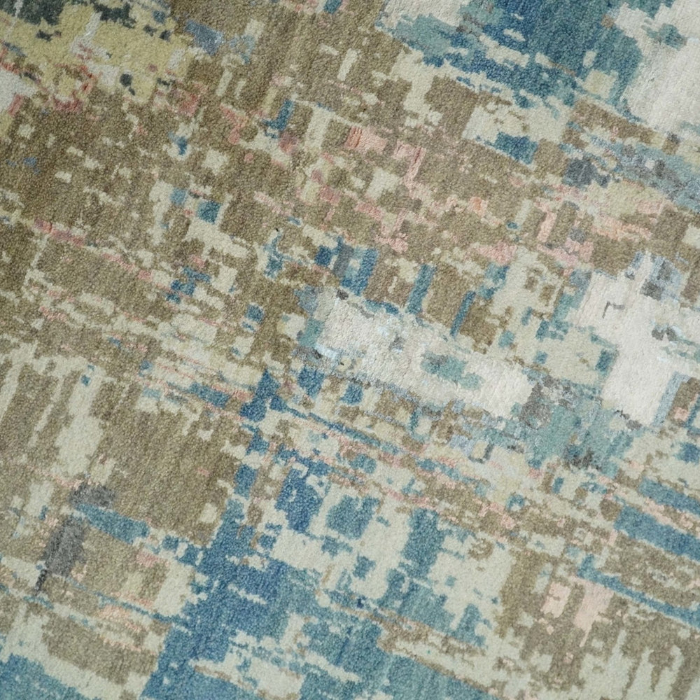 9x12 Fine Hand Knotted Brown Multicolor Modern Abstract Wool Area Rug