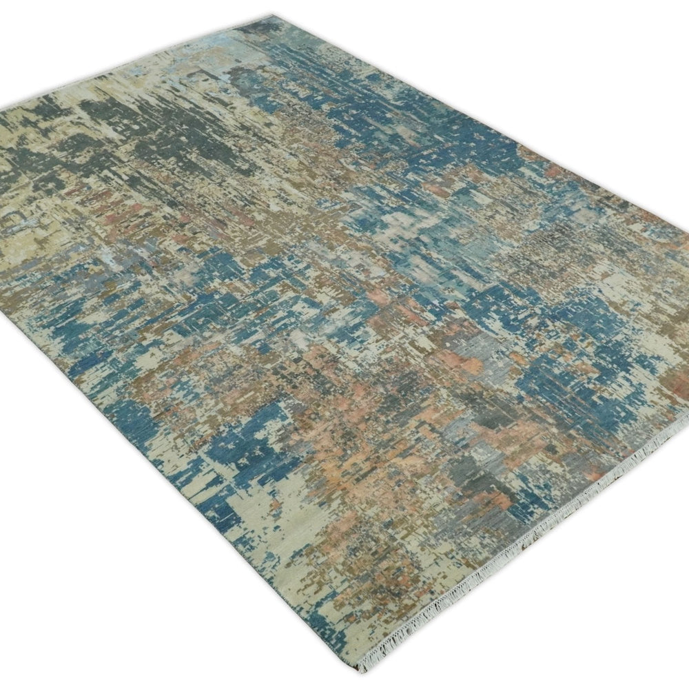 9x12 Fine Hand Knotted Brown Multicolor Modern Abstract Wool Area Rug