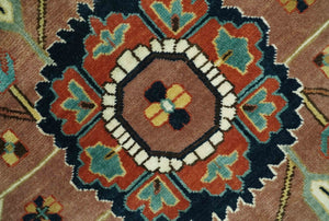 9x12 Fine Hand Knotted Rust, Blue and Aqua Traditional Heriz wool area rug