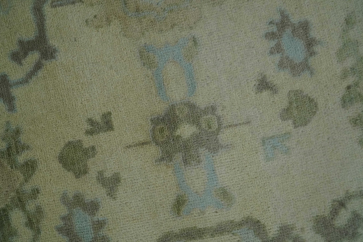 9x12 Hand Knotted Antique Style Beige and Silver Traditional Wool Rug