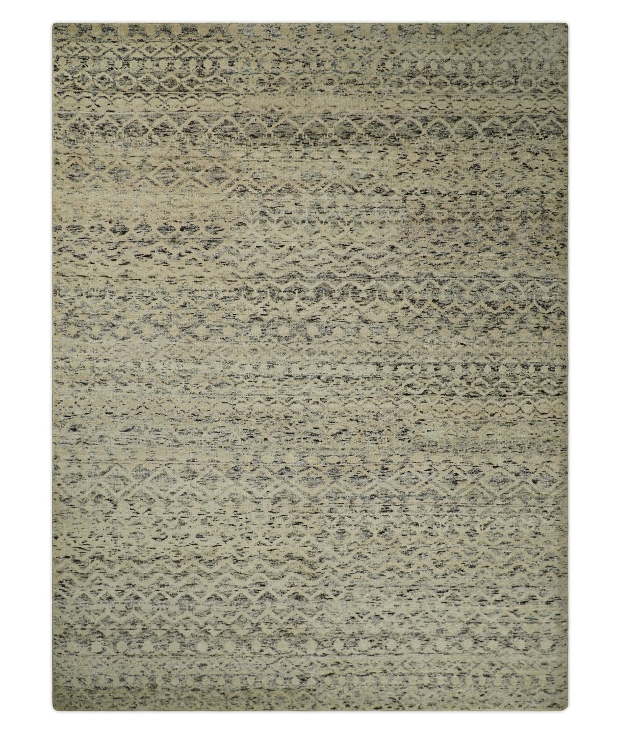 9x12 Hand Knotted Beige and Brown  Modern Contemporary Southwestern Tribal Trellis Recycled Silk Area Rug