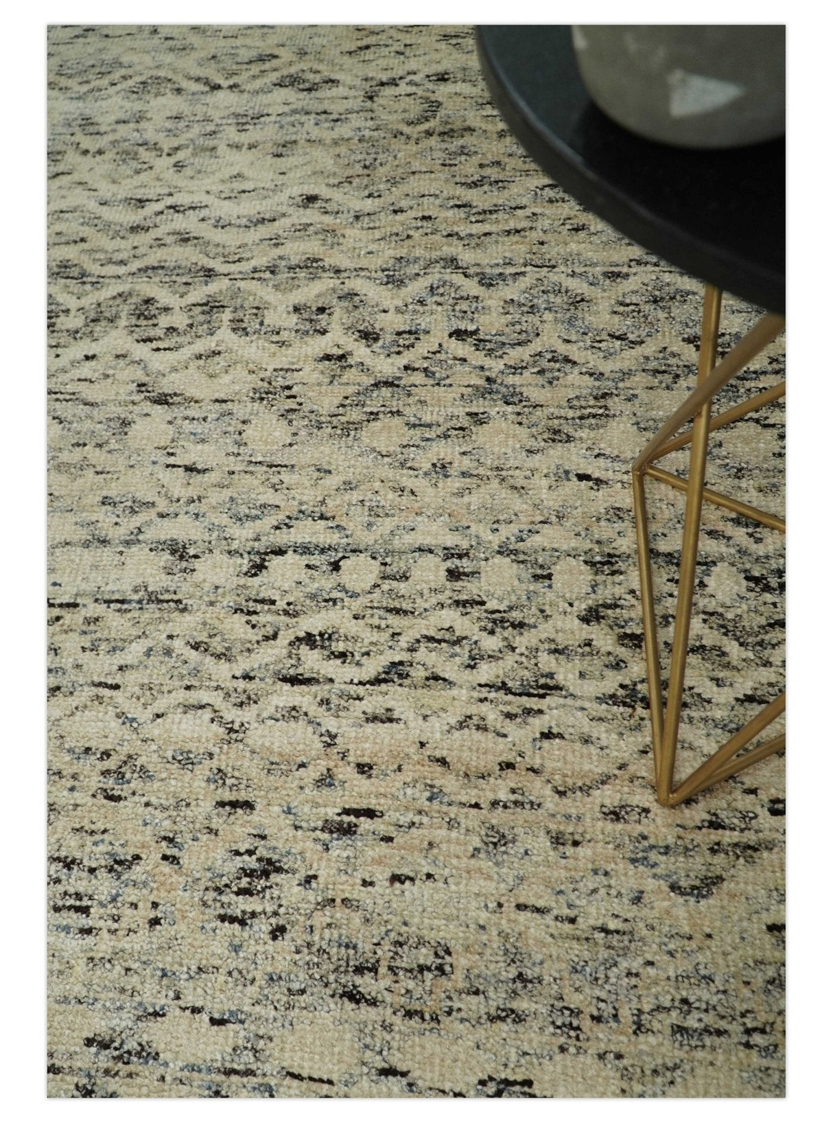 9x12 Hand Knotted Beige and Brown  Modern Contemporary Southwestern Tribal Trellis Recycled Silk Area Rug