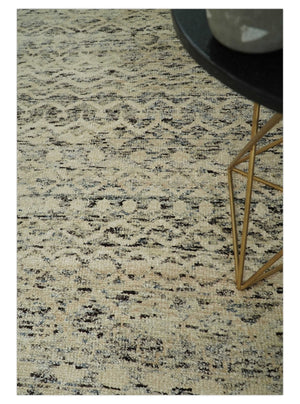 9x12 Hand Knotted Beige and Brown  Modern Contemporary Southwestern Tribal Trellis Recycled Silk Area Rug