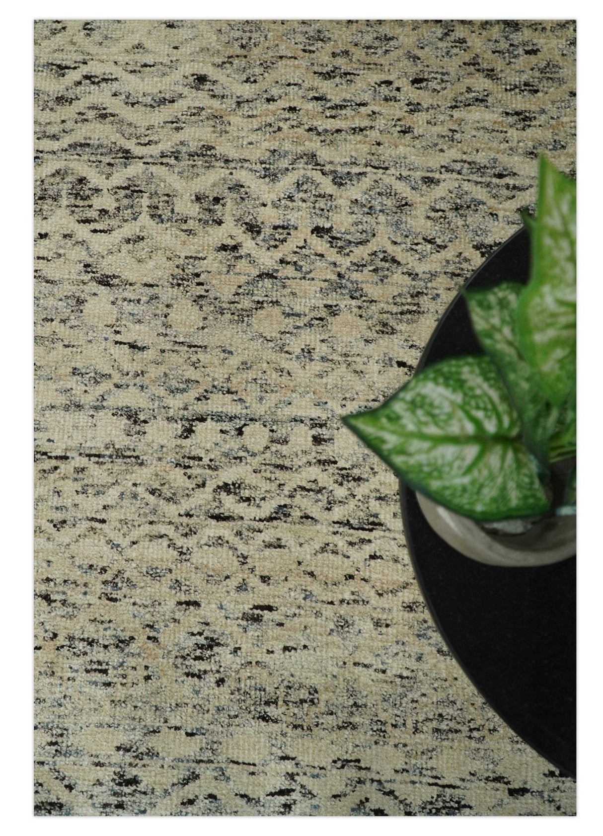 9x12 Hand Knotted Beige and Brown  Modern Contemporary Southwestern Tribal Trellis Recycled Silk Area Rug