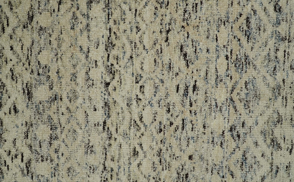 9x12 Hand Knotted Beige and Brown  Modern Contemporary Southwestern Tribal Trellis Recycled Silk Area Rug