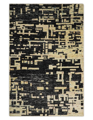 5x8 and 9x12 Hand Knotted Silver, Charcoal and Brown Modern Abstract  Recycled Silk Area Rug