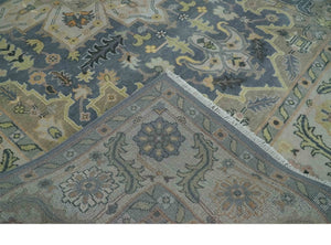 9x12 Hand Knotted Gray, Charcoal and Olive Traditional Wool Rug