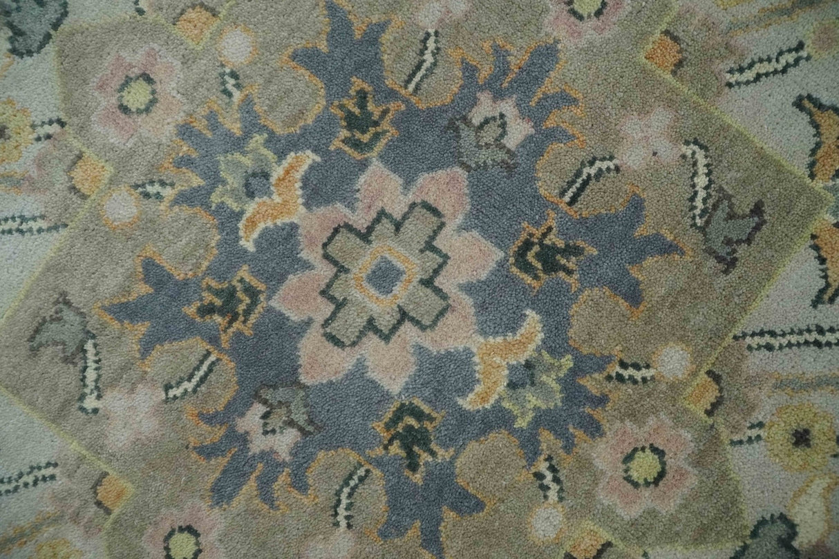 9x12 Hand Knotted Gray, Charcoal and Olive Traditional Wool Rug