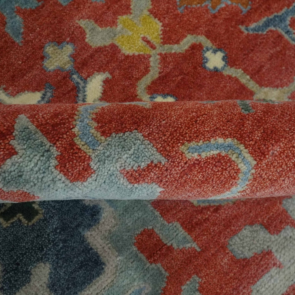 9x12 Hand Knotted Peach and Gray Traditional colorful Oushak Wool Rug
