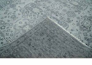 9x12 Hand Knotted Silver, Ivory and Charcoal Traditional Antique Style Wool Rug