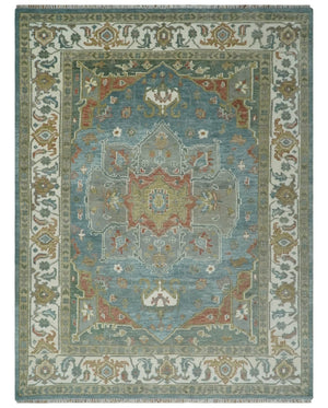 9x12 Silver, Gray and Ivory Hand Knotted Traditional Wool Area Rug