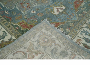 9x12 Silver, Gray and Ivory Hand Knotted Traditional Wool Area Rug