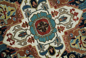 9x12  Traditional Fine Premium Ivory, Black and Brown Hand knotted wool Area Rug