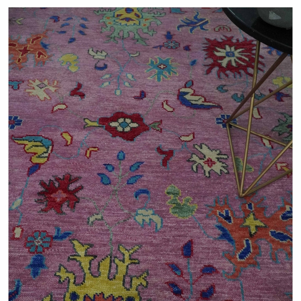 8x10 and 9x12 Wool Traditional Pink, Beige and Blue Vibrant Colorful Hand knotted Oushak Area Rug