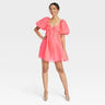 A New Day Women's Short Balloon Sleeves Sweetheart Neck Babydoll Dress