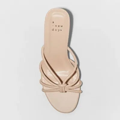 A New Day Women's 2.75" Cone High Slip On Heels Memory Foam Open Toe