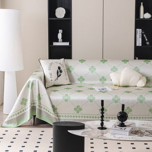Cooling Four-Leaf Clover Hope Faith Love Luck Summer Comfy Ice Silk Furniture Throw Covers for Sofas