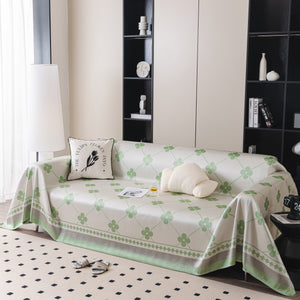 Cooling Four-Leaf Clover Hope Faith Love Luck Summer Comfy Ice Silk Furniture Throw Covers for Sofas