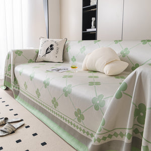 Cooling Four-Leaf Clover Hope Faith Love Luck Summer Comfy Ice Silk Furniture Throw Covers for Sofas
