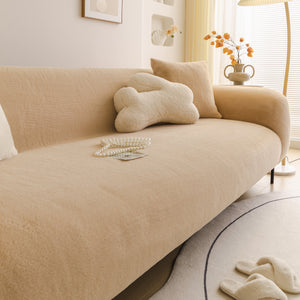 Soft Plush Warm Sofa Cover Stretchable Cozy Velvet Couch Protector for Fall & Winter