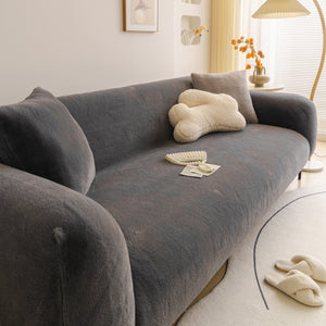 Soft Plush Warm Sofa Cover Stretchable Cozy Velvet Couch Protector for Fall & Winter