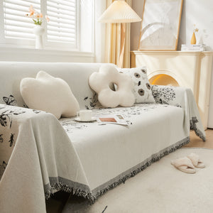 Chenille Butterfly Sofa Cover Blanket, L Shaped Couch Cover, Reversible Couch Protector