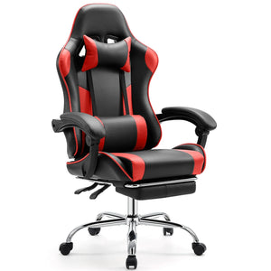 Ergonomic Gaming Chair Adjustable Swivel PU Leather Office Chair Lumbar Headrest