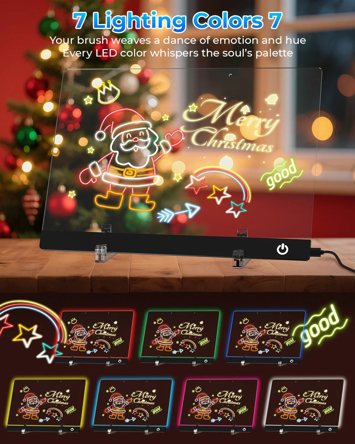 LED Note Board Night Light – 7-Color Acrylic Message & Drawing Board Gift