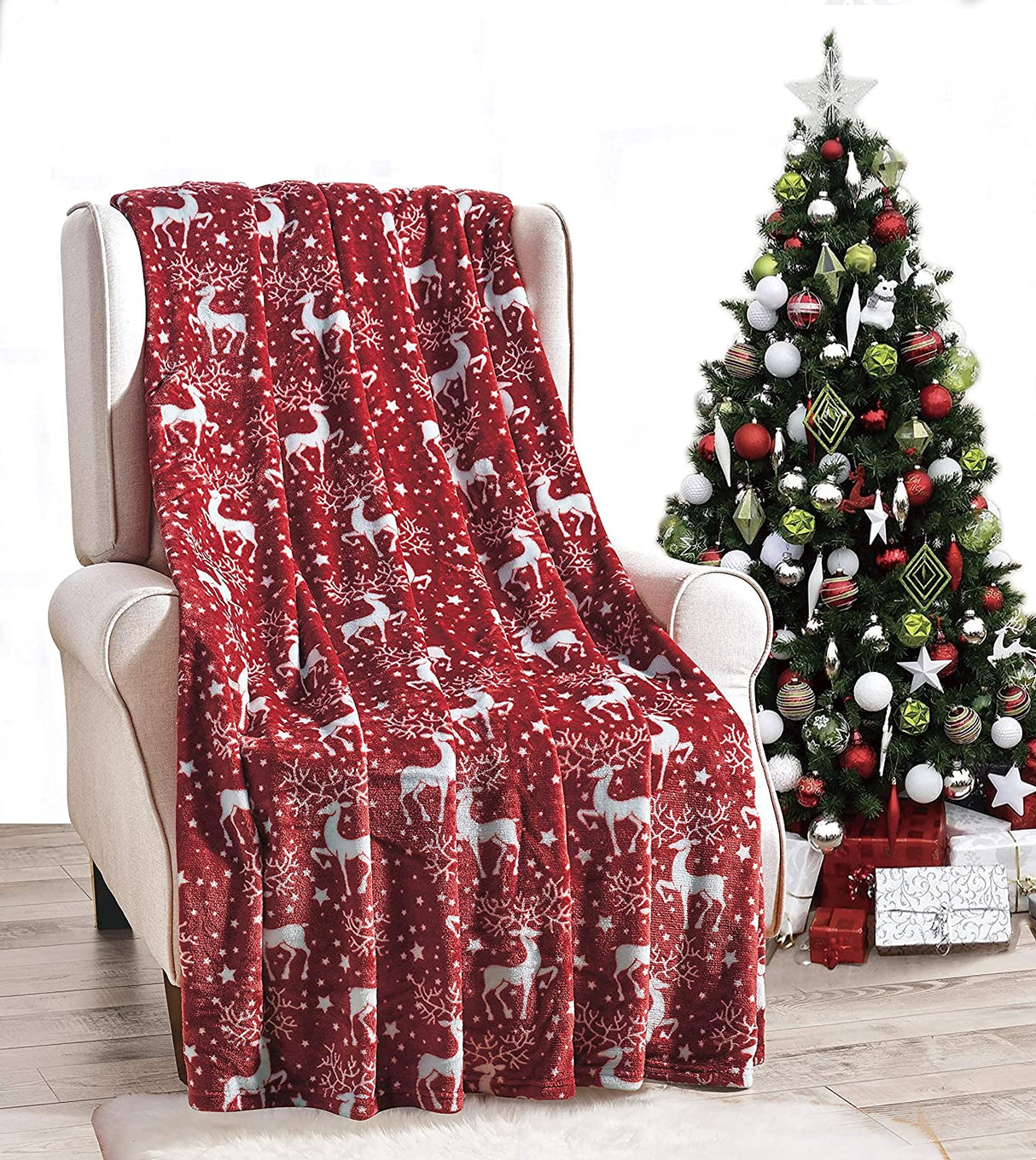 Noblehouse velvet touch holiday throw fleece blanket (50" x 60")